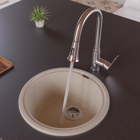 Alfi Brand Biscuit 17" Drop-In Round Granite Composite Kitchen Prep Sink AB1717DI-B
